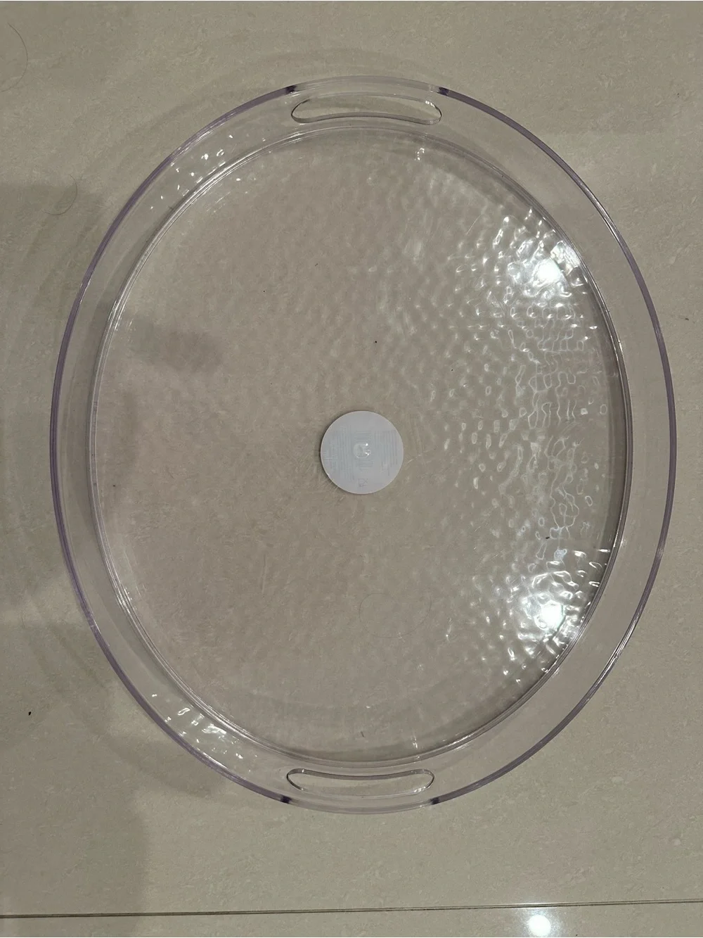 Clear Oval Serving Tray with Cutout Handles - Transparent